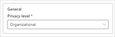 Skærmbillede af indstillingen For niveau for beskyttelse af personlige oplysninger.