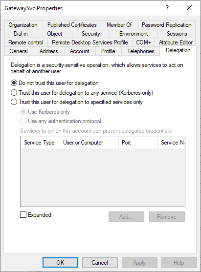 Egenskaber for gatewayconnector