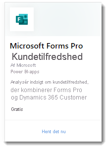 Skærmbillede, der viser webappen Microsoft Forms Pro Customer Satisfaction.