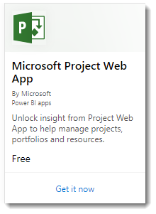 Skærmbillede, der viser Microsoft Project-webappen.