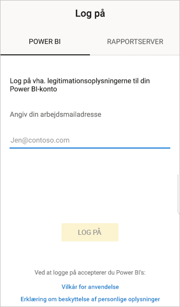 Log på Power BI-