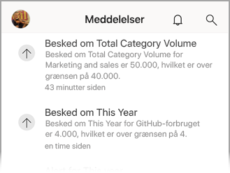 liste over iOS-meddelelser