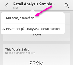 Skærmbillede, der viser et Power BI-dashboard, som har felter i forskellige størrelser arrangeret efter design.