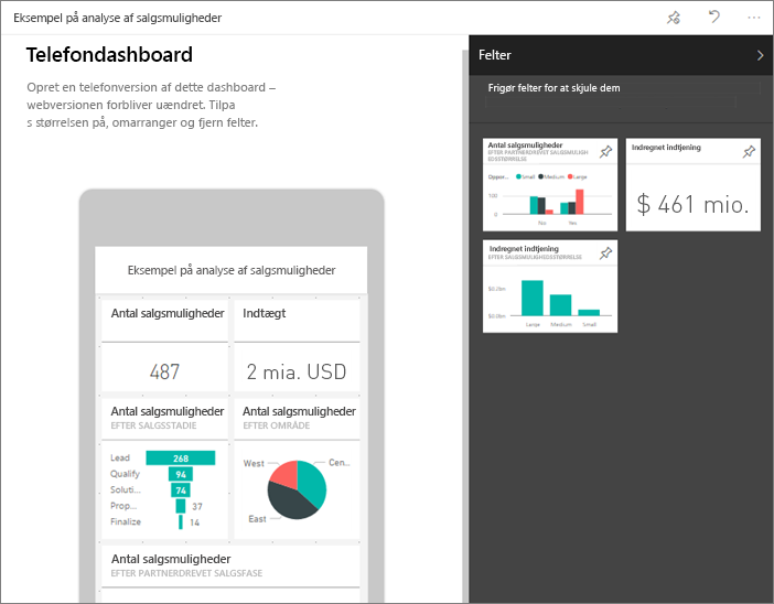 Visning af dashboardtelefon