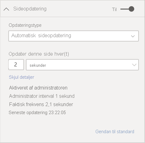 Vis detaljer for sideopdatering