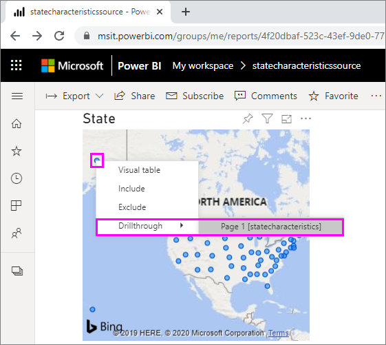 Skærmbillede, der viser indstillingen detaljeadgang på tværs af rapporter i Power BI.