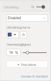 Skærmbillede, der viser en formateret udfyldning af deaktiveret knap.