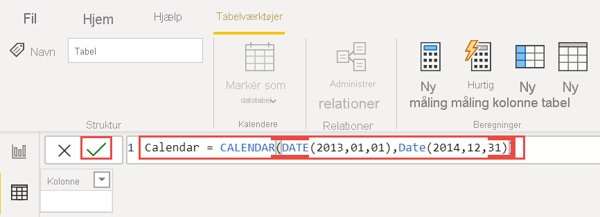 Skærmbillede af DAX-udtrykskalender.