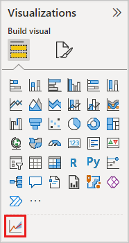 Skærmbillede, der viser den nye importerede brugerdefinerede visualisering i ruden Visualiseringer i Power BI Desktop.