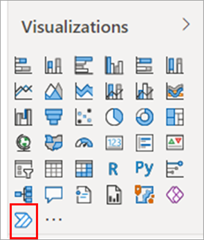 Skærmbillede af valg af ikonet Power Automate i ruden Visualiseringer