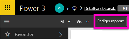 Skærmbillede, der viser knappen Rediger rapport.