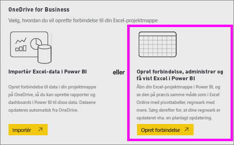 Skærmbillede af Mit arbejdsområde, hvor Upload og OneDrive for business fremhæves.