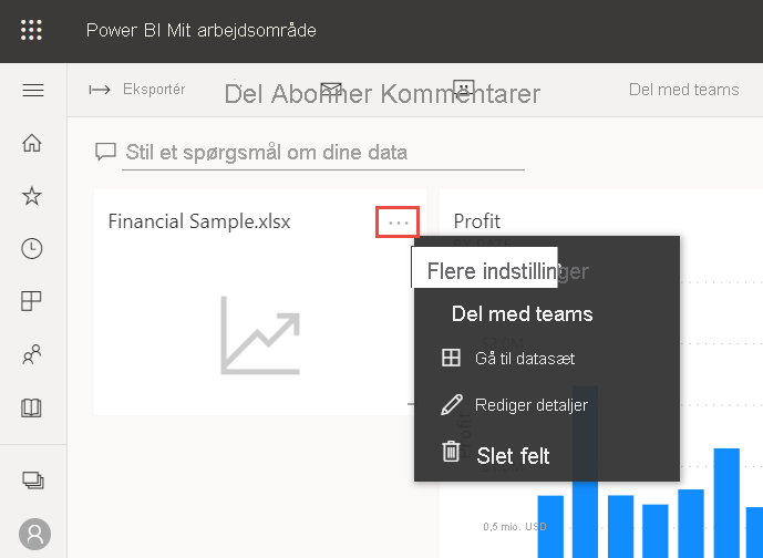 Skærmbillede af Flere indstillinger for et felt.