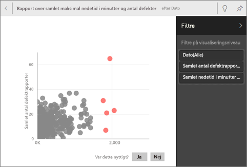 Skærmbillede af menuen Filtre for udvidet indsigt.