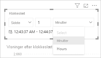 Skærmbillede, der viser indstillinger for tidsvinduer for et filterkort.