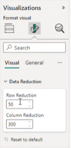 Skærmbillede af panorering i format med mulighed for at angive datareduktionsantal.