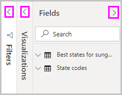 Skærmbillede af Power BI Desktop, der viser ruden Felter.