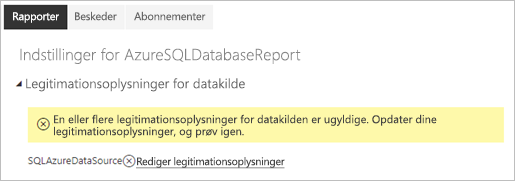 Skærmbillede af indstillingerne for Azure SQL Database.