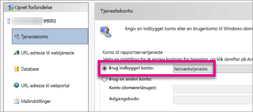 Konfigurer rapportservertjenestekonto