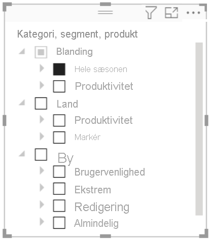 Hierarkiudsnitsværktøj i Power BI Desktop til Power BI-rapportserver.