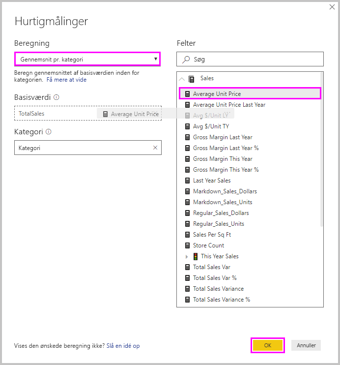 Skærmbillede af Power BI Desktop, der viser indstillingen Filtre i ruden Felter.