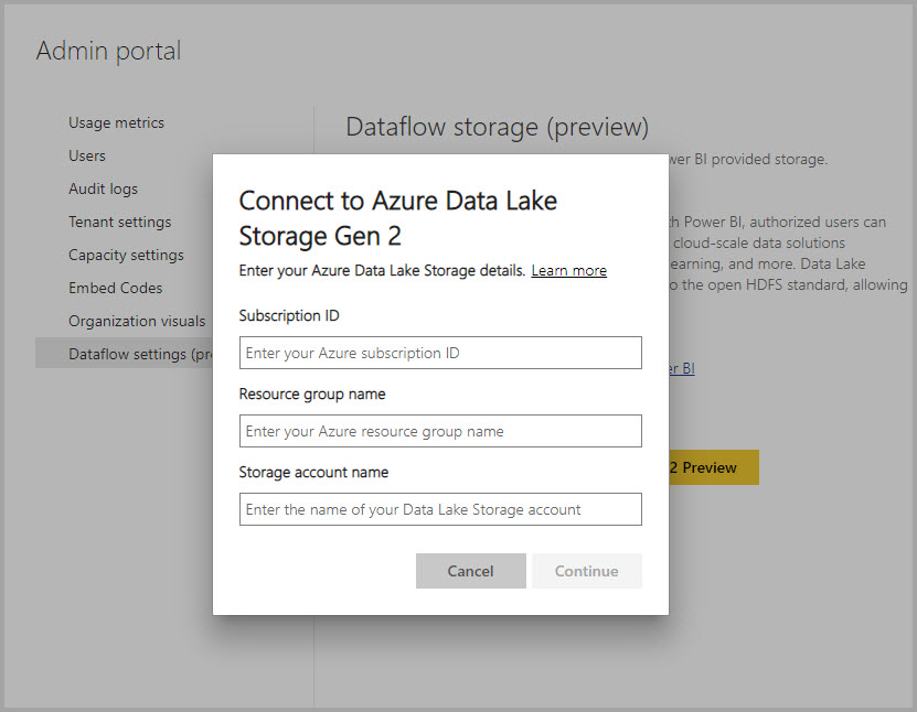 Forbind til ekstern Data Lake Storage.