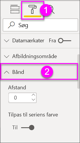 Skærmbillede, der viser formateringsindstillingerne for visualiseringen af bånddiagrammet.