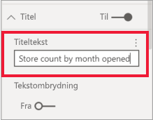 Skærmbillede af ruden Format, hvor titelteksten er angivet.