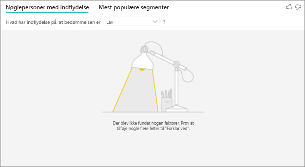 Skærmbillede af fejlmeddelelsen Ingen nøglefaktorer blev fundet.