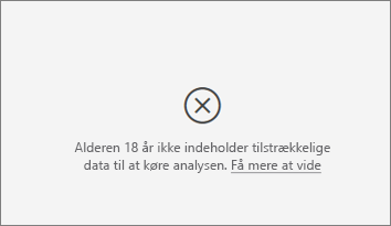 Skærmbillede af fejlmeddelelsen om, at der ikke er nok data.