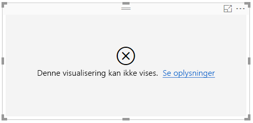 Skærmbillede, der viser fejlmeddelelsen R-visualisering.