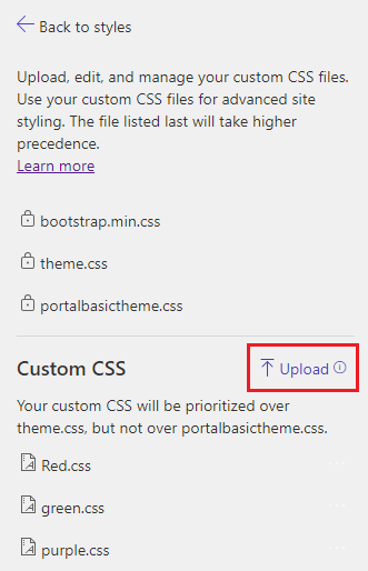 Upload CSS-filer ved hjælp af designstudio.