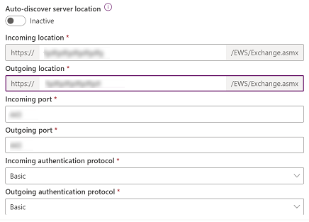 Skærmbillede, der viser, hvordan du angiver oplysninger om mailserveren.