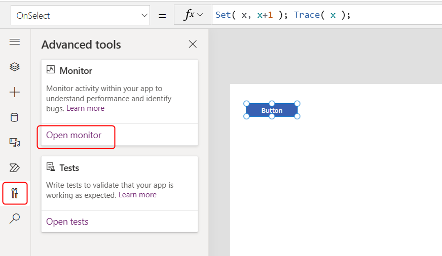 indgangspunkt for Power Apps Monitor