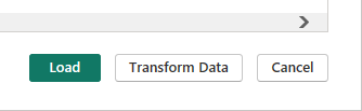 Skærmbillede, der viser knapperne til indlæsning eller transformering af data.