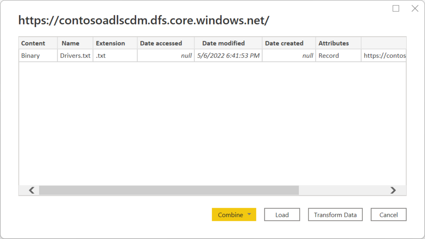 Skærmbillede af Navigator, hvor data fra den Drivers.txt fil vises.