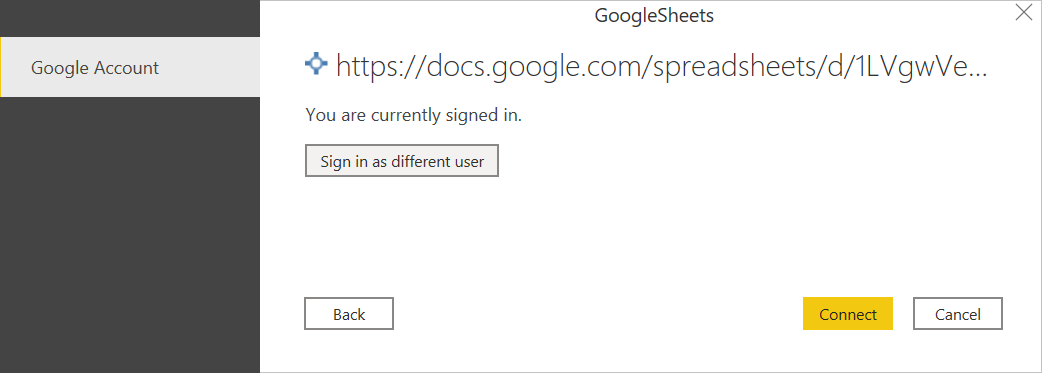 Forbind til Google Sheets-data.