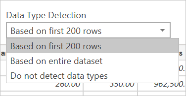 Valg af datatypeindledning for en csv-fil.