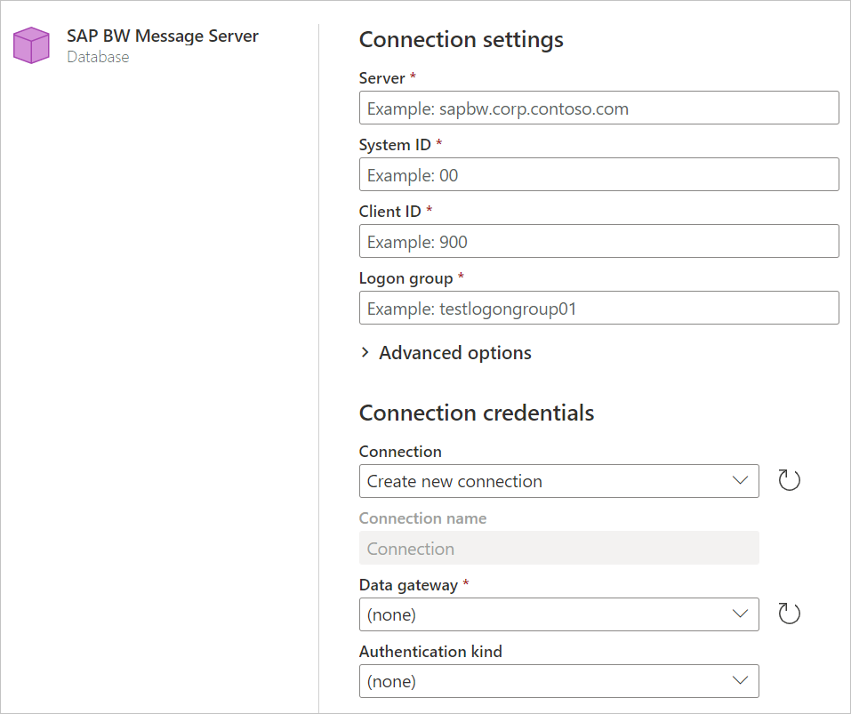 Onlinelogon til SAP BW Message Server.