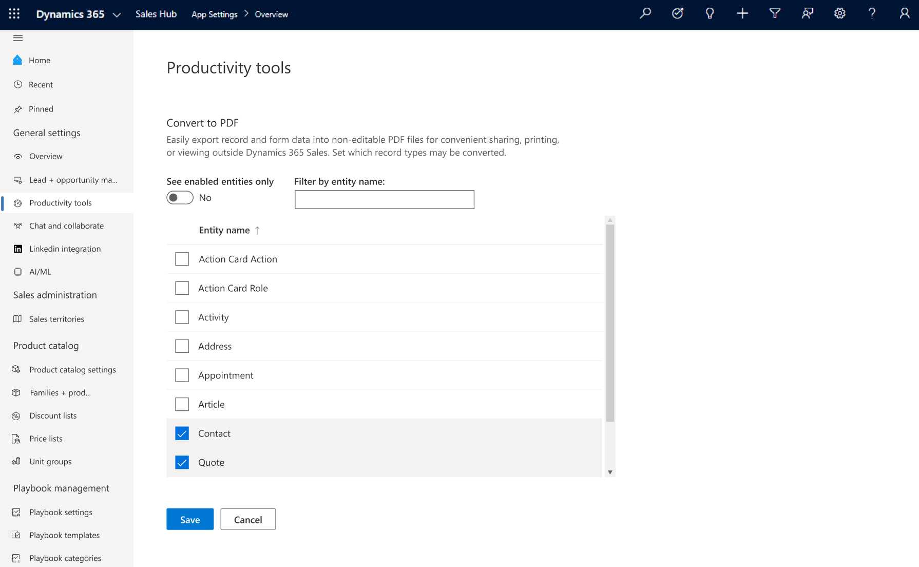 Administrere indstillinger for PDF-generering