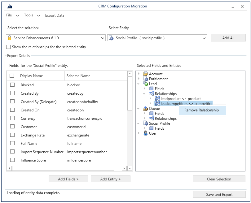 Remove a relationship in a CRM schema