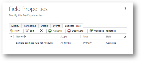 Forretningsregler i formularfelt i Dynamics CRM