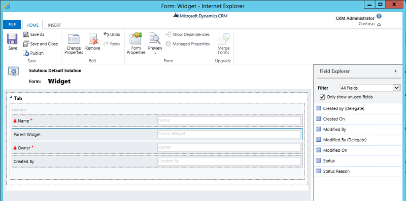 Opret kort formular til widget