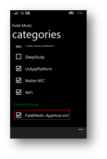 Field Medic: Vælg FieldMedic-AppHost.xml