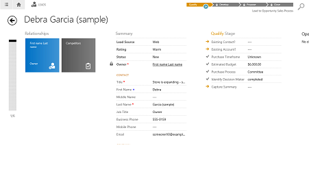 Salgsformular i Dynamics 365 for tablets