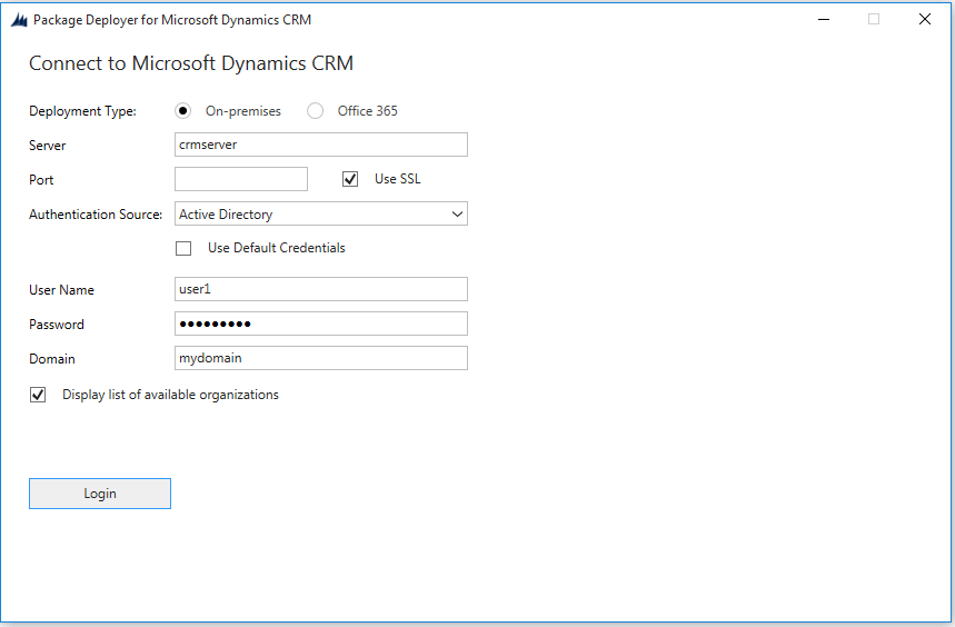 Logondetaljer for Dynamics 365-godkendelse