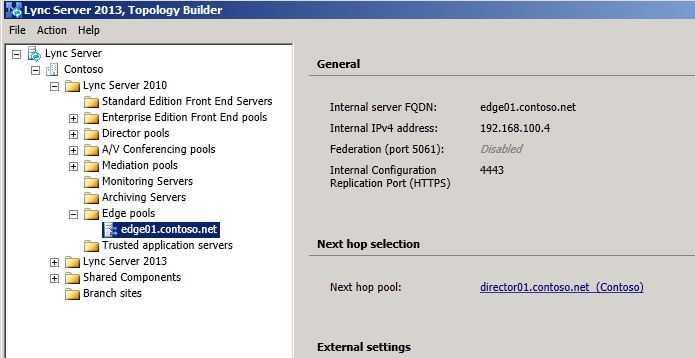 Topology Builder, Edge pool, federation disabled