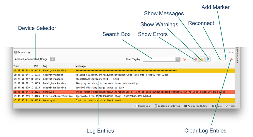 Features of the Debug Tool window