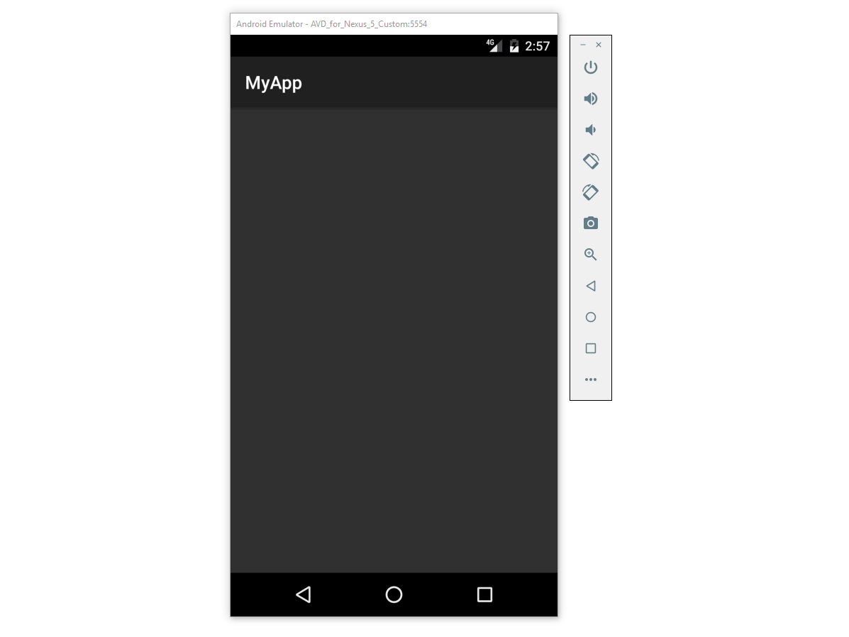 Emulator running a blank app