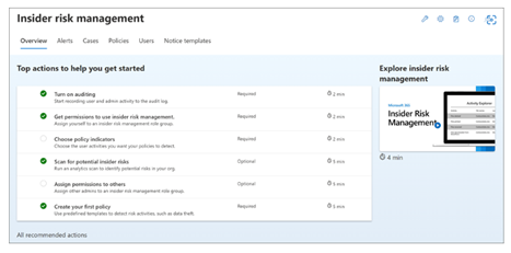 Insider Risk Management recommended actions